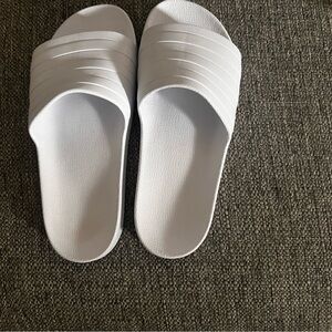Adidas White Minimalist Slippers with Contoured Footbed